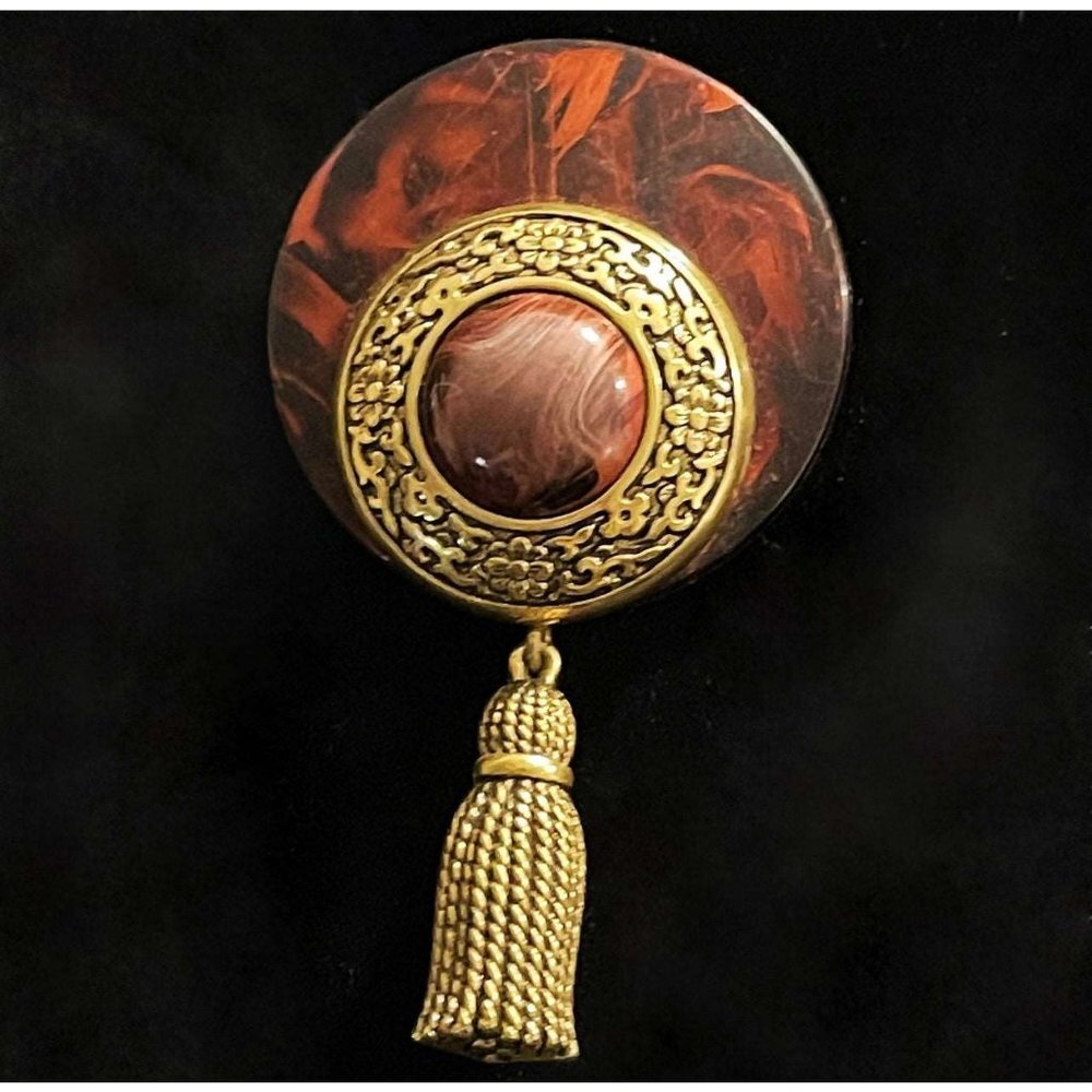 Unique Western Germany Signed Tassel Brooch